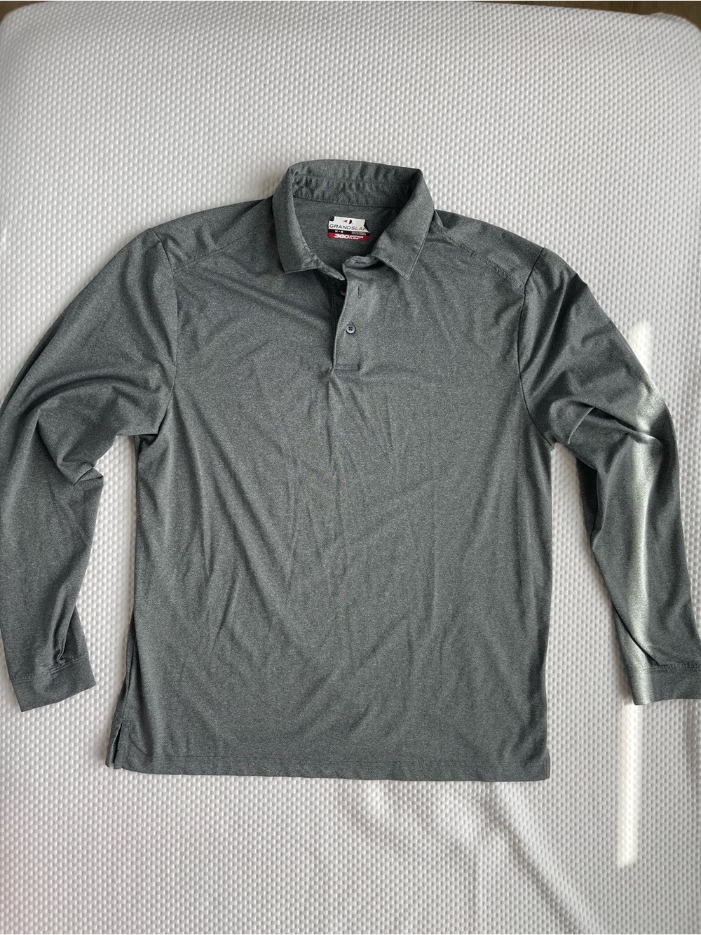 Grand Slam Men's Long-Sleeve Polo in Heather Gray